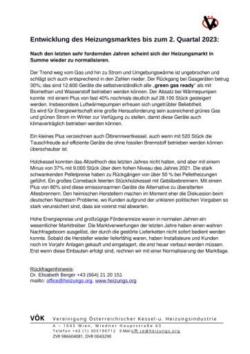  Nach den letzten sehr fordernden Jahren scheint sich der Heizungsmarkt in Summe wieder zu normalisieren.