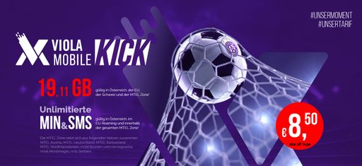 Vorschau Bild von Key Visual Website - Tarif Viola Mobile powered by
MTEL Austria "Kick"