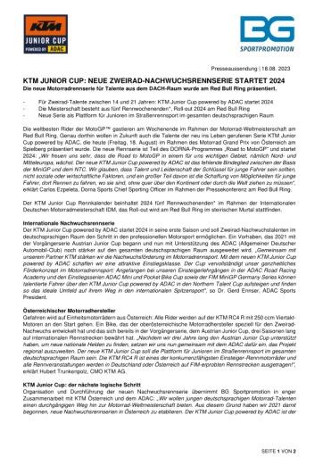 Vorschau Bild von KTM JUNIOR CUP: NEUE ZWEIRAD-NACHWUCHSRENNSERIE STARTET 2024
