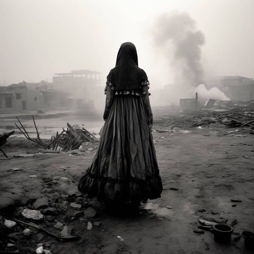 Vorschau Bild von Bilder erstellt von der KI Midjourney. Eingabe: "
/imagine somewhere in Iraq, James Nachtwey".