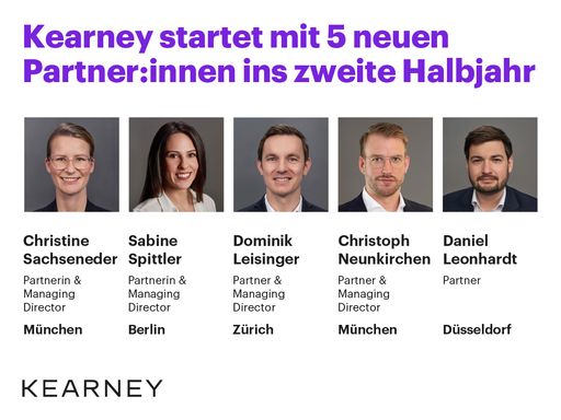 Strategieberatung Kearney baut Leadership Team weiter aus / Die
Verwendung dieses Bildes für redaktionelle Zwecke ist unter
Beachtung aller mitgeteilten Nutzungsbedingungen zulässig und dann
auch honorarfrei. Veröffentlichung ausschließlich mit
Bildrechte-Hinweis.