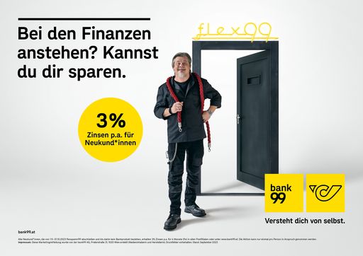 bank99: Sujet flexsparen 99 mit 3% Zinsen