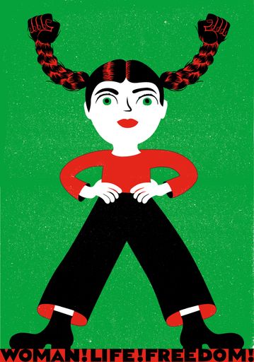 Vorschau Bild von Grafik: Daniel Dolz, Doris Freigofas Atelier:
Golden Cosmos Woman!Life!Freedom! Druck: Oliver Nerlich Siebdruck
Drucktechnik: Siebdruck Deutschland © Golden Cosmos/100 Beste
Plakate e.V.