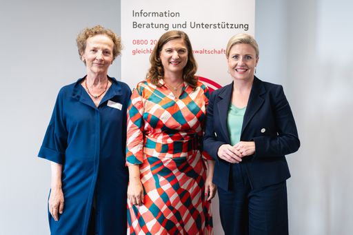 (v.l.n.r): Ingrid Nikolay-Leitner (erste Leiterin der GAW),
Sandra Konstatzky (derzeitige Leiterin der GAW), Frauenministerin
Susanne Raab