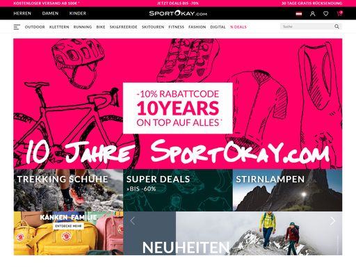  10 Jahre SportOkay.com Online-Shop Front Seite