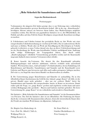 Vorschau Bild von Positionspapier der Initiative "Mehr Sicherheit für SammlerInnen"