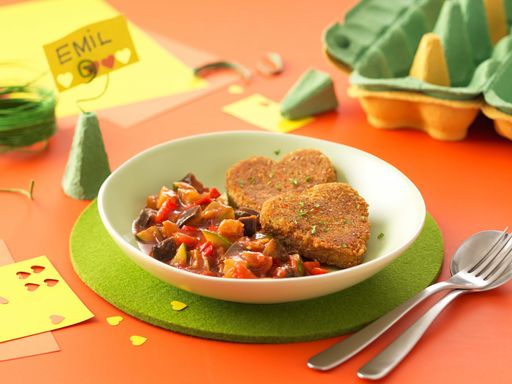 Die vegetarischen Bio-Grünkernherzen bringen viele Vitamine auf
den Teller.