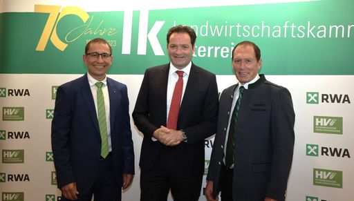 Vorschau Bild von LKÖ-Generalsekretär Ferdinand Lembacher,
Landwirtschaftsminister Norbert Totschnig und LKÖ-Präsident Josef
Moosbrugger