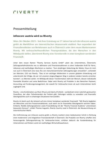 Vorschau Bild von Presseinformation infoscore austria wird zu Riverty