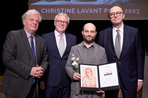  https://www.apa-fotoservice.at/galerie/34514 Im Bild: Klemens
Renoldner (Vorsitzender des Literarischen Beirats), Hans Gasser
(Präsident der Christine Lavant Gesellschaft), Yevgeniy Breyger
(Preisträger Christine Lavant Preis 2023), Hans Schmid (Protektor
der Christine Lavant Gesellschaft)
