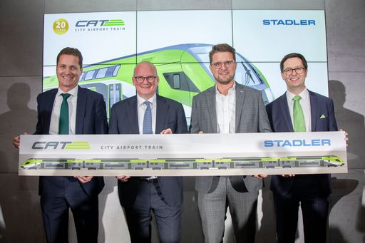 Vorschau Bild von Michael Forstner (CAT), Julian Jäger (Flughafen
Wien AG), Heinz Freunschlag (ÖBB Personenverkahr AG), Christoph
Korherr (CAT)