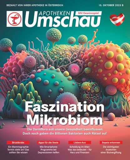 Titelbild Apotheken Umschau 10B/2023, Österreich-Ausgabe; Die
Verwendung dieses Bildes ist für redaktionelle Zwecke bis zum
30.09.2026 zulässig, jedoch ausschließlich mit Bezug auf die
ursprüngliche Meldung und nur mit vollständigem Bildrechtehinweis. /
Die Verwendung dieses Bildes für redaktionelle Zwecke ist unter
Beachtung aller mitgeteilten Nutzungsbedingungen zulässig und dann
auch honorarfrei. Veröffentlichung ausschließlich mit
Bildrechte-Hinweis.