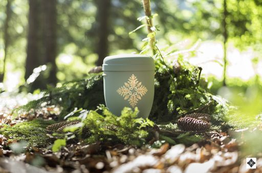  Darstellung einer paxnatura Urne mit Grabschmückung.