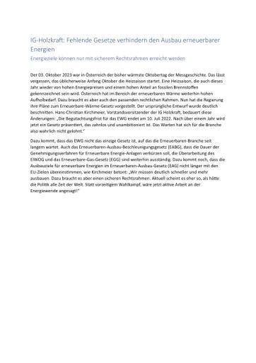 Fehlende Gesetze verhindern den Ausbau erneuerbarer Energien