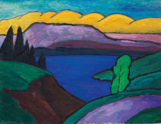 Vorschau Bild von Gabriele Münter (1877–1962), Der blaue See, 1954 Öl
auf Leinwand, 50 × 65 cm, Lentos Kunstmuseum, Linz