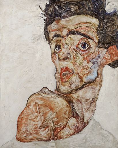 Vorschau Bild von Egon Schiele 1890–1918, Selbstbildnis mit
hochgezogener nackter Schulter, Öl auf Holz, 42,2 x 33,9 cm, Leopold
Museum, Wien, Foto: Leopold Museum, Wien, LM Inv. 653