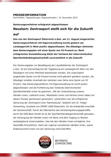 Vorschau Bild von Neustart: Zentrasport stellt sich für die Zukunft auf