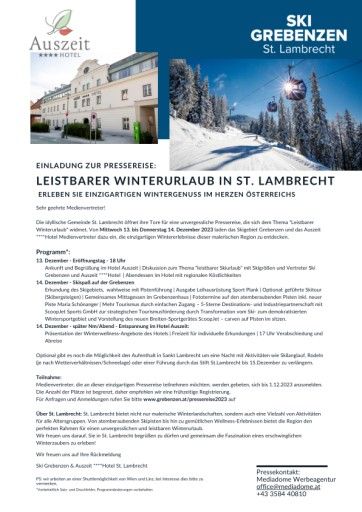 Vorschau Bild von Einladung Pressereise - PDF LEISTBARER WINTERURLAUB IN ST. LAMBRECHT