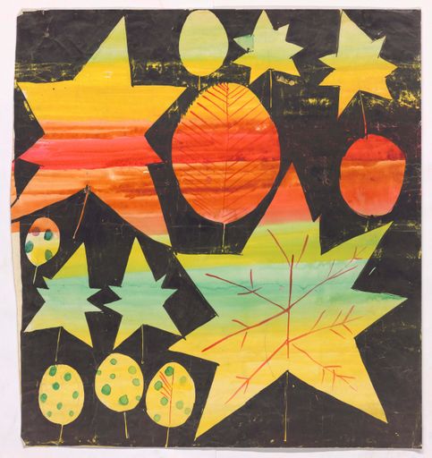 Felice Rix-Ueno, Entwurf für ein besticktes Kissen
mit Blättermotiven, 1928/29 © MAK