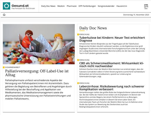 Vorschau Bild von Startseite der neuen Webseite Gesund.at.