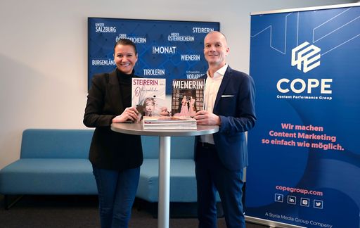 Marion Stelzer-Zöchbauer (Geschäftsführerin COPE
Content Performance Group) & Andreas Eisendle (Geschäftsführer Life
Style Magazin Verlags GmbH – Die Bundesländerinnen)