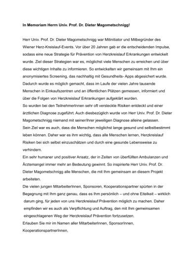 Vorschau Bild von Im Memoriam Univ. Prof. Dr. Dieter Magometschnigg