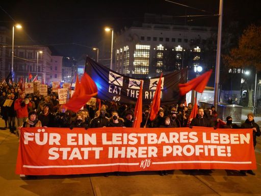 Vorschau Bild von Demonstrationszug der Opernballdemo 2023 kurz vor der
Schlusskundgebung.