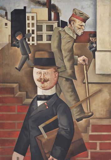 Ausstellung Neue Sachlichkeit in Deutschland,
Leopold Museum: George Grosz 1893–1959, Grauer Tag, 1921, Öl auf
Leinwand, 115 × 80 cm, Nationalgalerie, Staatliche Museen zu Berlin,
Foto: Staatliche Museen zu Berlin, Nationalgalerie / Andres Kilger ©
Bildrecht, Wien 2023