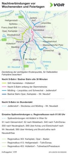 Vorschau Bild von APA-Überblicksgrafik über die Nachtverkehre im Verkehrsverbund Ost-Region (VOR)