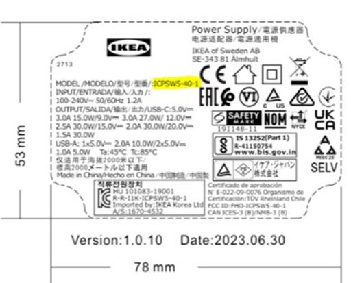 Vorschau Bild von ÅSKSTORM USB-Ladegeräts 40W dunkelgrau Label