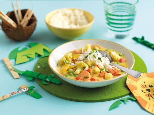 Mildes BIO-Gemüsecurry von GOURMET Kids mit einem
Fußabdruck von 0,3 kg CO2e (Portion für ein Volksschulkind)