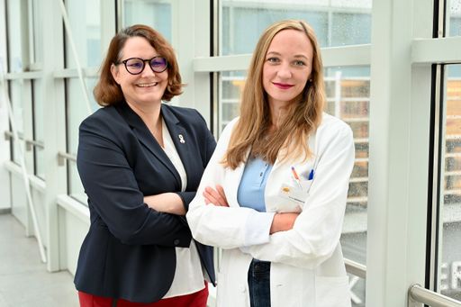 Dr. Sabine Taschner-Mandl (links), Principal
Investigator und Expertin für Neuroblastome zusammen mit Dr. Marie
Bernkopf (rechts), Leiterin einer Labdia-Labordiagnostikabteilung.