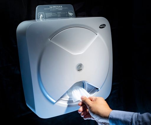 Vorschau Bild von „XIBU 2WIPE hybrid“ stellt automatisch Vlies bereit
– Vlies, um Oberflächen zu desinfizieren