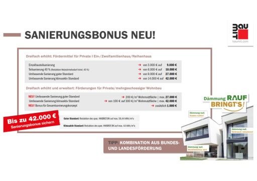 Vorschau Bild von SANIERUNGSBONUS NEU! Dreifach erhöht: Fördermittel für Private I Ein-/Zweifamilienhaus/Reihenhaus