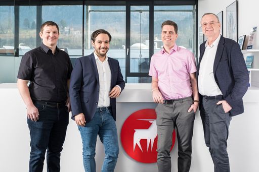  Erweiterung der Antiloop-Führungsriege: Matthias
Frick (Co-CTO, Prokurist Antiloop), Gerold Böhler (Gründer und
Geschäftsführer Antiloop), Herbert Scheffknecht (Co-CTO Antiloop),
Jürgen Samuel (Di3logy) (v.l.n.r.)