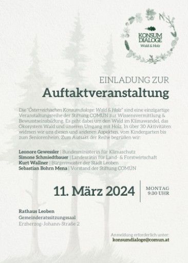 Vorschau Bild von Einladung zur Auftaktveranstaltung der "Österreichischen Konsumdialoge: Wald & Holz"