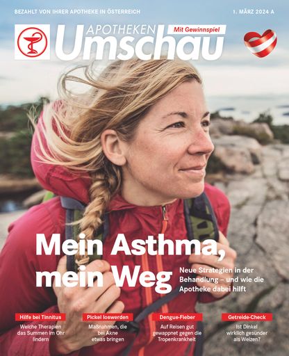 "Titelbild Apotheken Umschau 3A/2024 -
Österreich-Ausgabe" Fotocredit: Getty Images/Cavan Images
RF/Chris Bennett. Die Verwendung dieses Bildes ist für redaktionelle
Zwecke bis zum 28.02.2027 zulässig, jedoch ausschließlich mit Bezug
auf die ursprüngliche Meldung und nur mit vollständigem
Bildrechtehinweis.