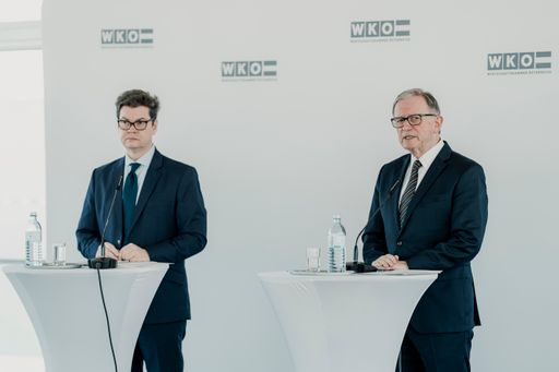 v.l.n.r.: Christoph Neumayr, Generalsekretär der
Industriellenvereinigung und Karlheinz Kopf, Generalsekretär der
Wirtschaftskammer Österreich
