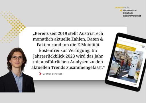 Vorschau Bild von Gabriel Schuster, Co-Projektleitung Jahresrückblick
2023, OLÉ Österreichs Leitstelle für Elektromobilität bei
AustriaTech