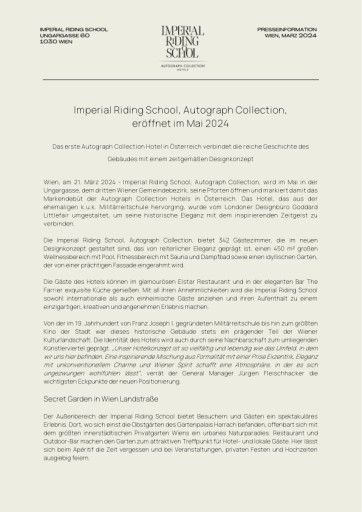 Vorschau Bild von Presseinformation Imperial Riding School Eröffnung Wien