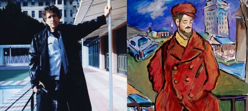 Bob Dylan (links) und sein Kunstwerk "Man on a Bridge" (rechts)
von 2018. / Weiterer Text über ots und www.presseportal.de/nr/174005
/ Die Verwendung dieses Bildes für redaktionelle Zwecke ist unter
Beachtung aller mitgeteilten Nutzungsbedingungen zulässig und dann
auch honorarfrei. Veröffentlichung ausschließlich mit
Bildrechte-Hinweis.