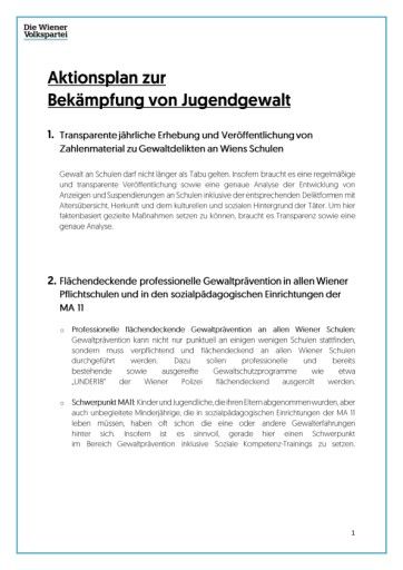 Vorschau Bild von 10 Punkte Aktionsplan der Wiener Volkspartei