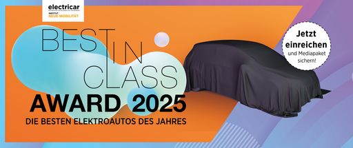  BEST IN CLASS - so lautet der neue Fachpreis für Elektroautos.
Vom Leichtkraftfahrzeug bis zum SUV der Oberklasse werden die
herausragenden Stromer prämiert – und klassenübergreifend auch das
beste E-Auto des Jahres.