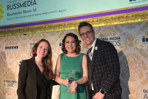 Isabel Russ und Georg Burtscher bei der INMA
Preisverleihung in London.