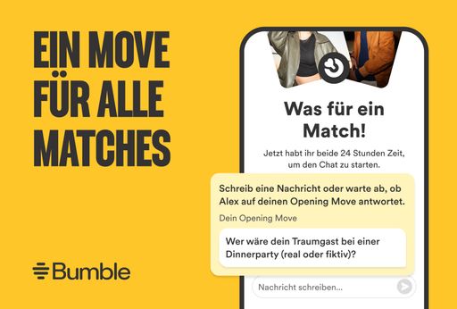 Opening Moves gibt Frauen mehr Entscheidungsfreiheit, wie sie
einen Chat beginnen wollen / Weiterer Text über ots und
www.presseportal.de/nr/168414 / Die Verwendung dieses Bildes für
redaktionelle Zwecke ist unter Beachtung aller mitgeteilten
Nutzungsbedingungen zulässig und dann auch honorarfrei.
Veröffentlichung ausschließlich mit Bildrechte-Hinweis.