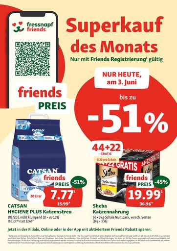  Friends-Superkauf (Symbolbild): immer montags in den Filialen und
im Online-Shop während der ausgelobten Aktionswoche mit bis zu minus
51%.