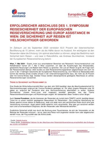 Vorschau Bild von Pressemitteilung Symposium Reisesicherheit