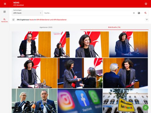 Vorschau Bild von Der APA-NewsDesk bietet eine optimierte
Bildersuche, Fotos und Illustrationen werden außerdem deutlich
größer dargestellt.