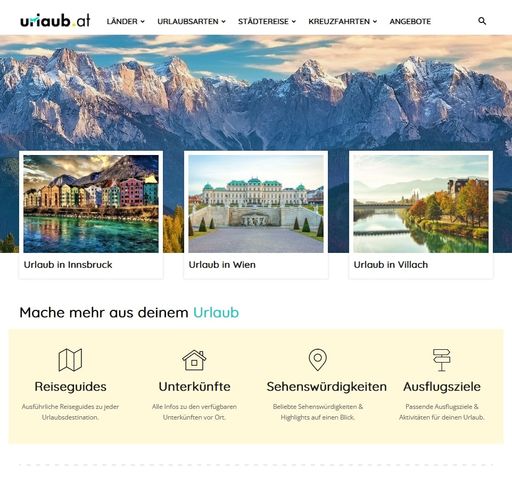 Übersicht bzw. Screenshot des Urlaubsportals: https://urlaub.at/