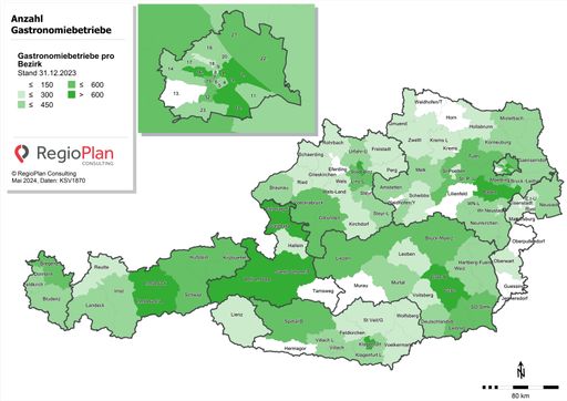 Infografik zur Anzahl der Gastronomiebetriebe in
Österreich